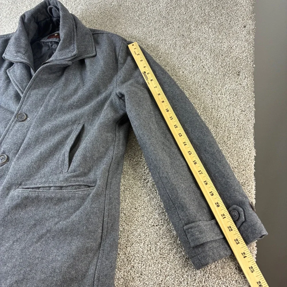 Toscano Mens Gray‎ Wool Blend Button Front Coat Jacket Overcoat Outerwear